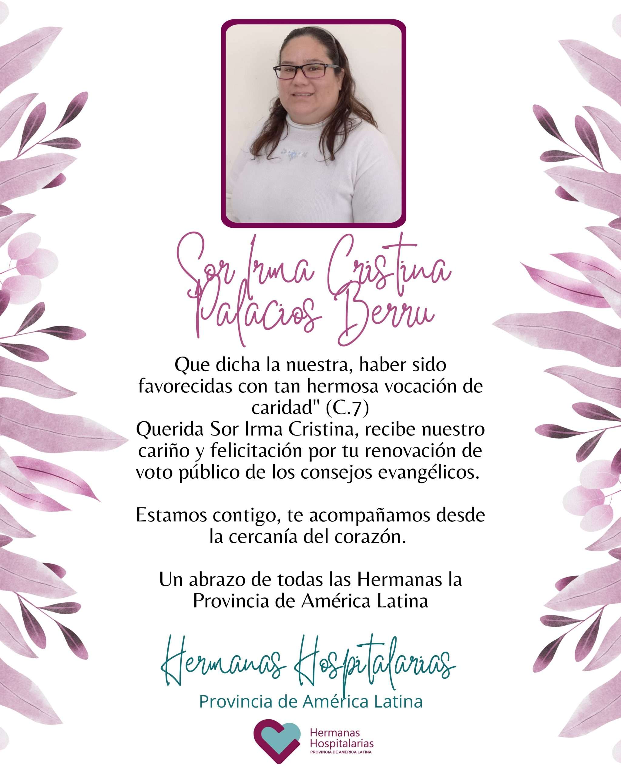 Lee más sobre el artículo Renovación de votos Sor Irma Cristina